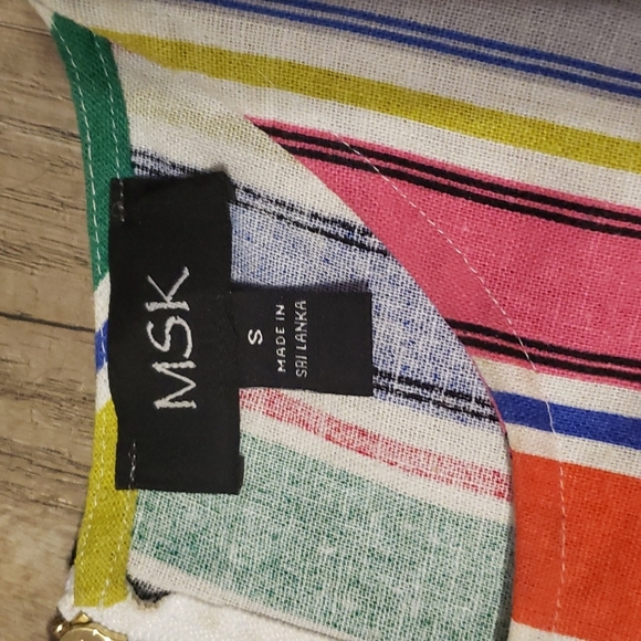 MSK LINEN BLEND MULTI COLOR STRIPED SLEEVELESS SHIFT DRESS SZ SMALL - Picture 4 of 10